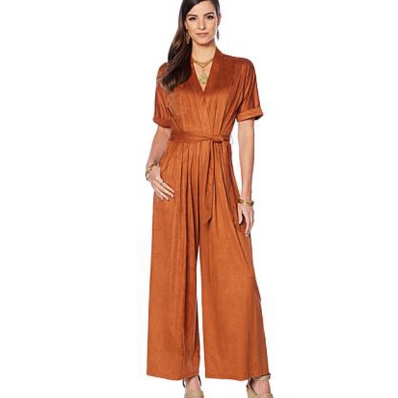 Curations Pants - Creations Faux Suede Jumpsuit/Romper Rust Color